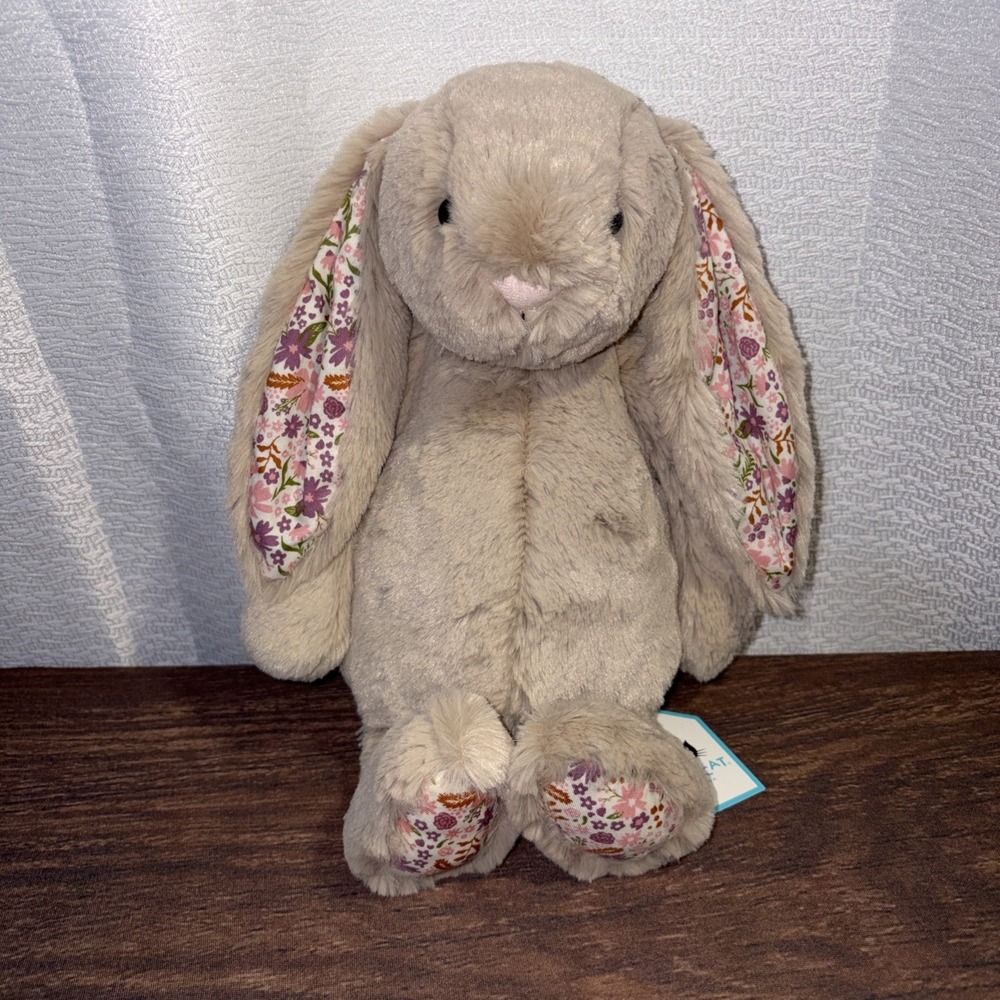 Jellycat Blossom Beige Bunny Petal Medium Plush NWT Floral